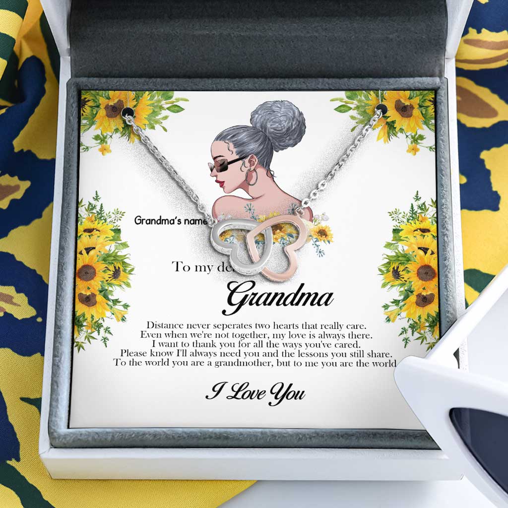 Distance Never Seperates Two Hearts That Really Care - Personalized Mother's Day Grandma Two Hearts Necklace