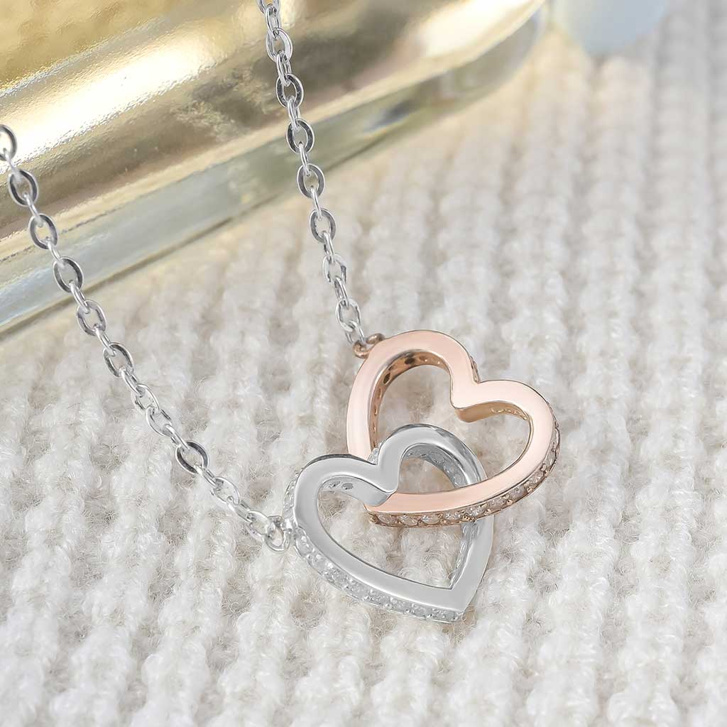 Distance Never Seperates Two Hearts That Really Care - Personalized Mother's Day Grandma Two Hearts Necklace