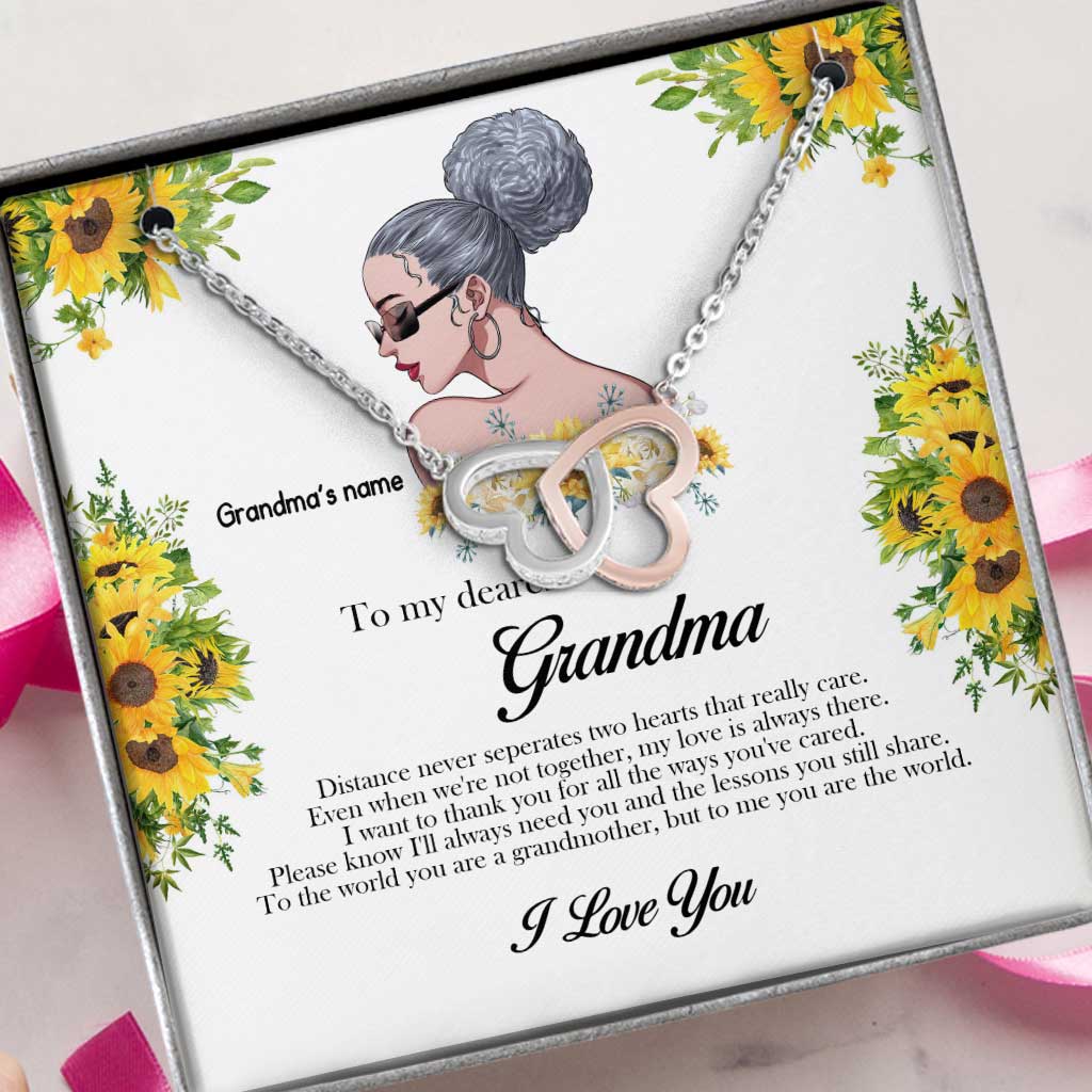 Distance Never Seperates Two Hearts That Really Care - Personalized Mother's Day Grandma Two Hearts Necklace