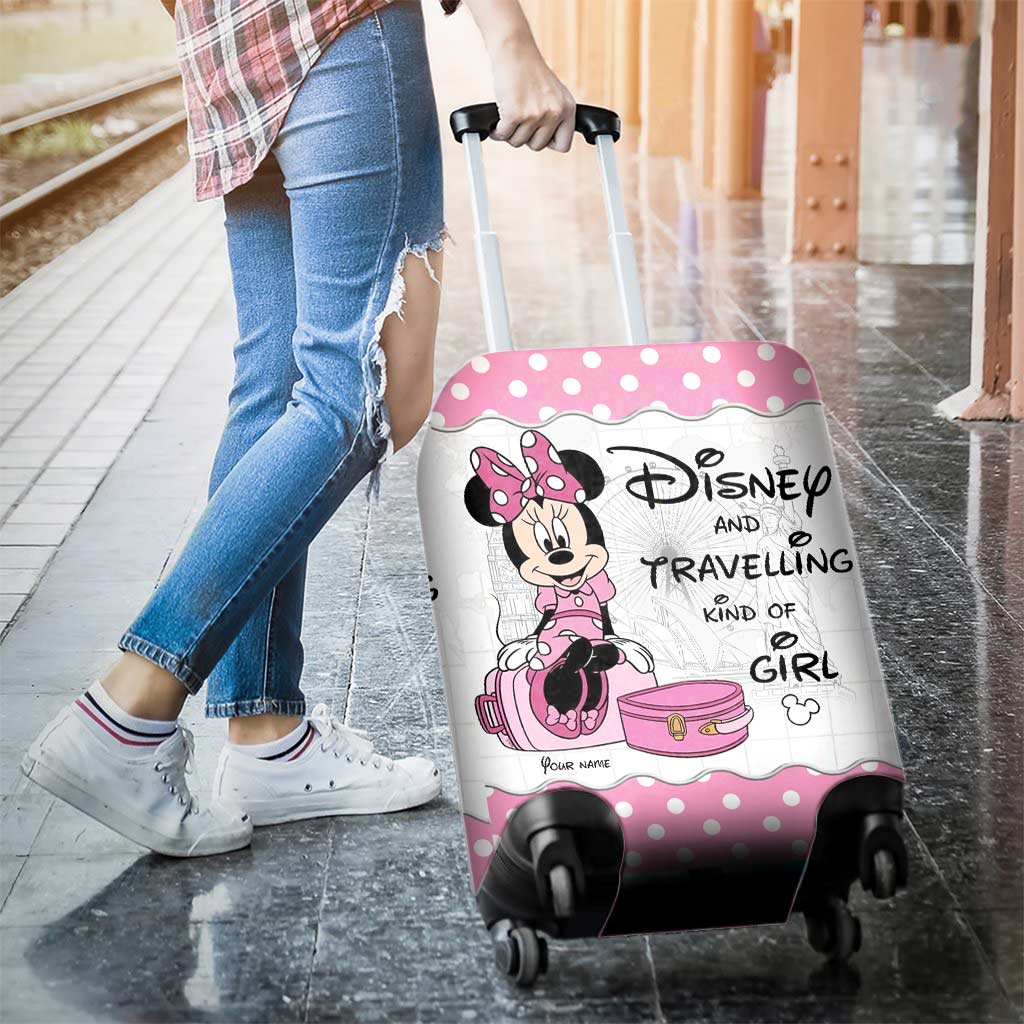 Mouse Ears And Travelling Kind Of Girl - Personalized Luggage Cover