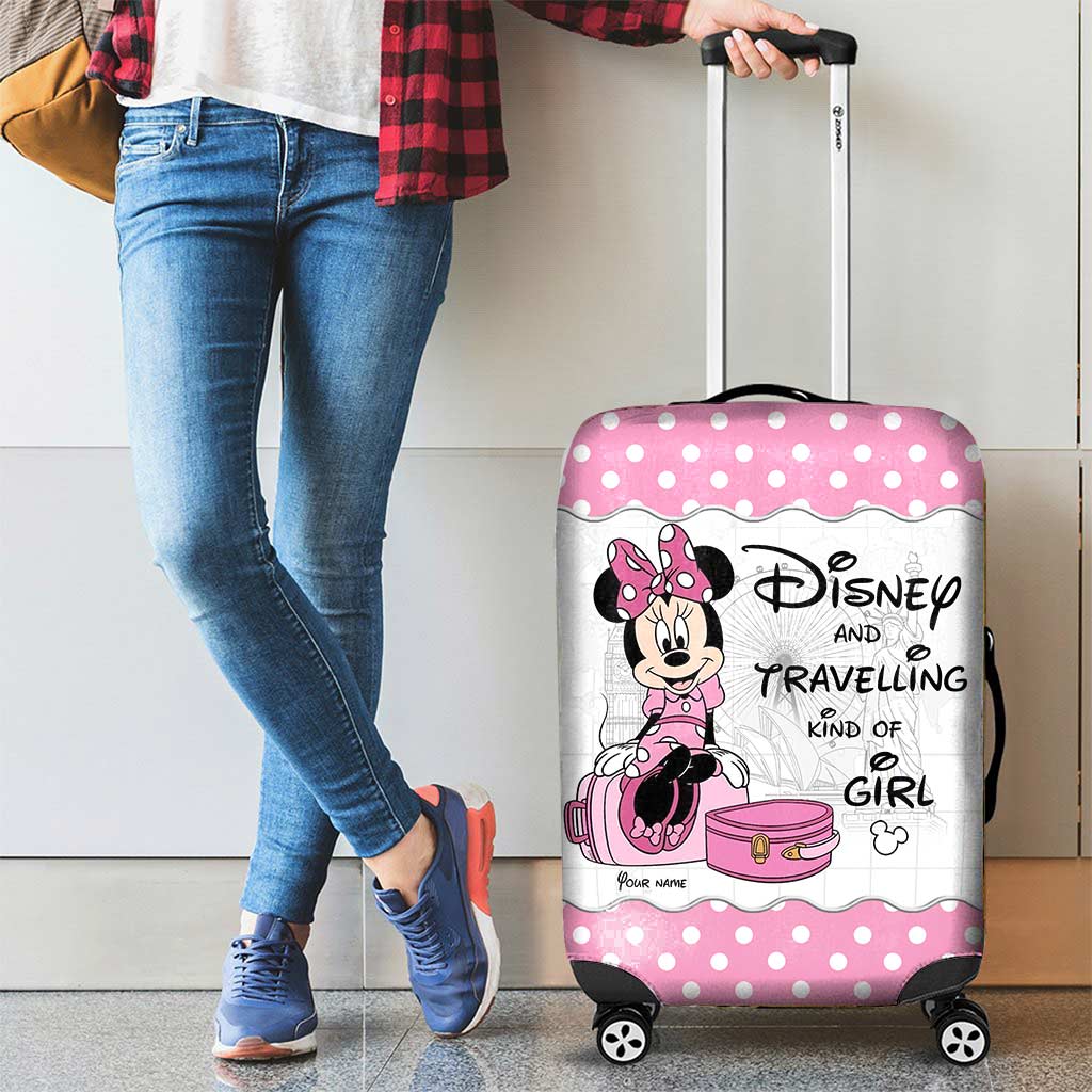 Mouse Ears And Travelling Kind Of Girl - Personalized Luggage Cover