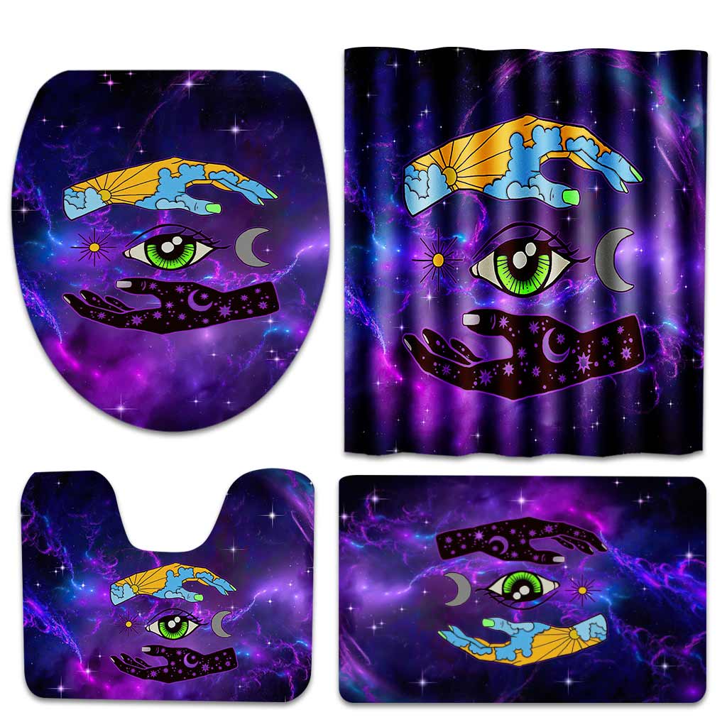 Eye Day And Night - Witch Bathroom Curtain & Mats Set