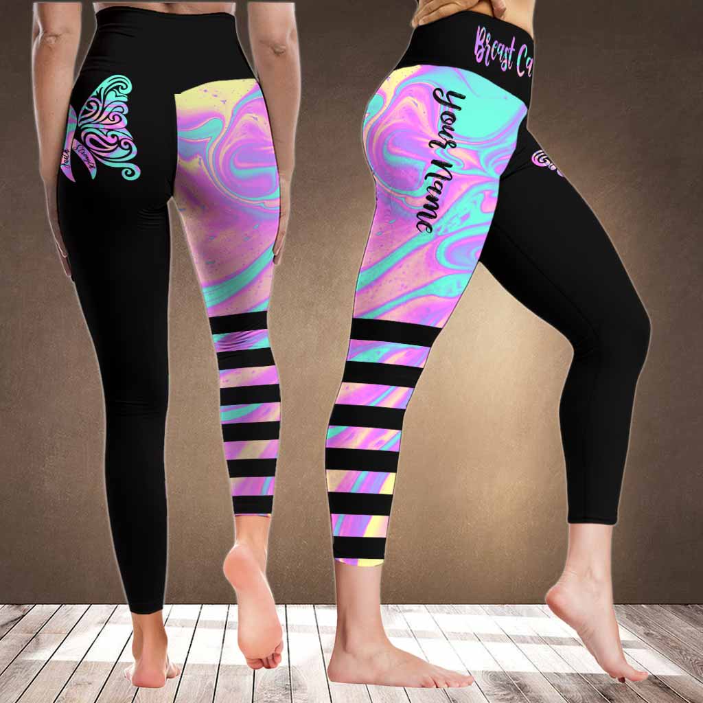 Faith Love Hope Ribbon Butterfly - Personalized Breast Cancer Awareness Leggings