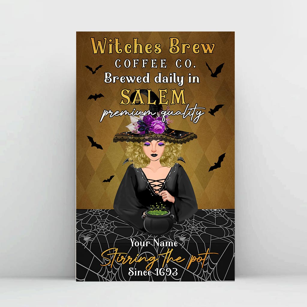 Witches Brew Coffee Co. - Personalized Halloween Witch Canvas And Poster