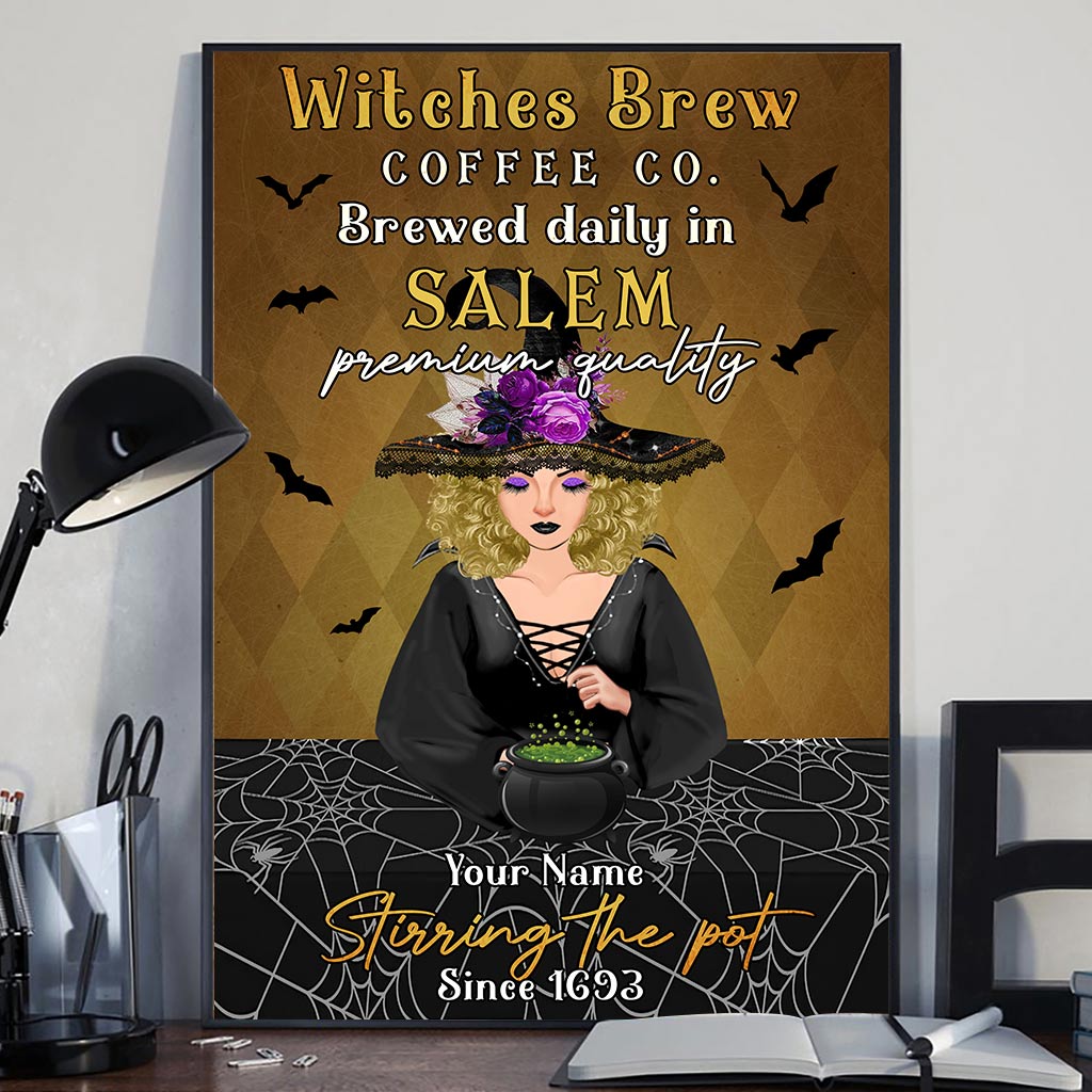 Witches Brew Coffee Co. - Personalized Halloween Witch Canvas And Poster