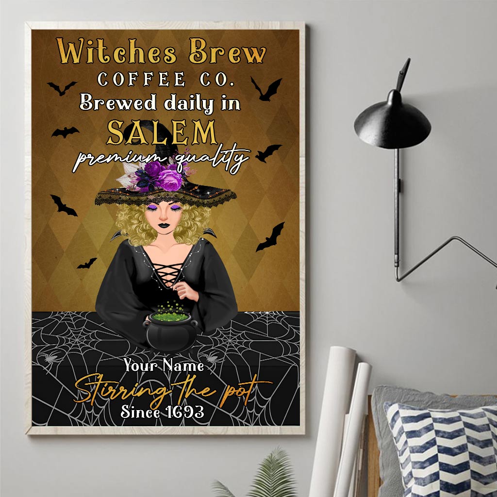 Witches Brew Coffee Co. - Personalized Halloween Witch Canvas And Poster