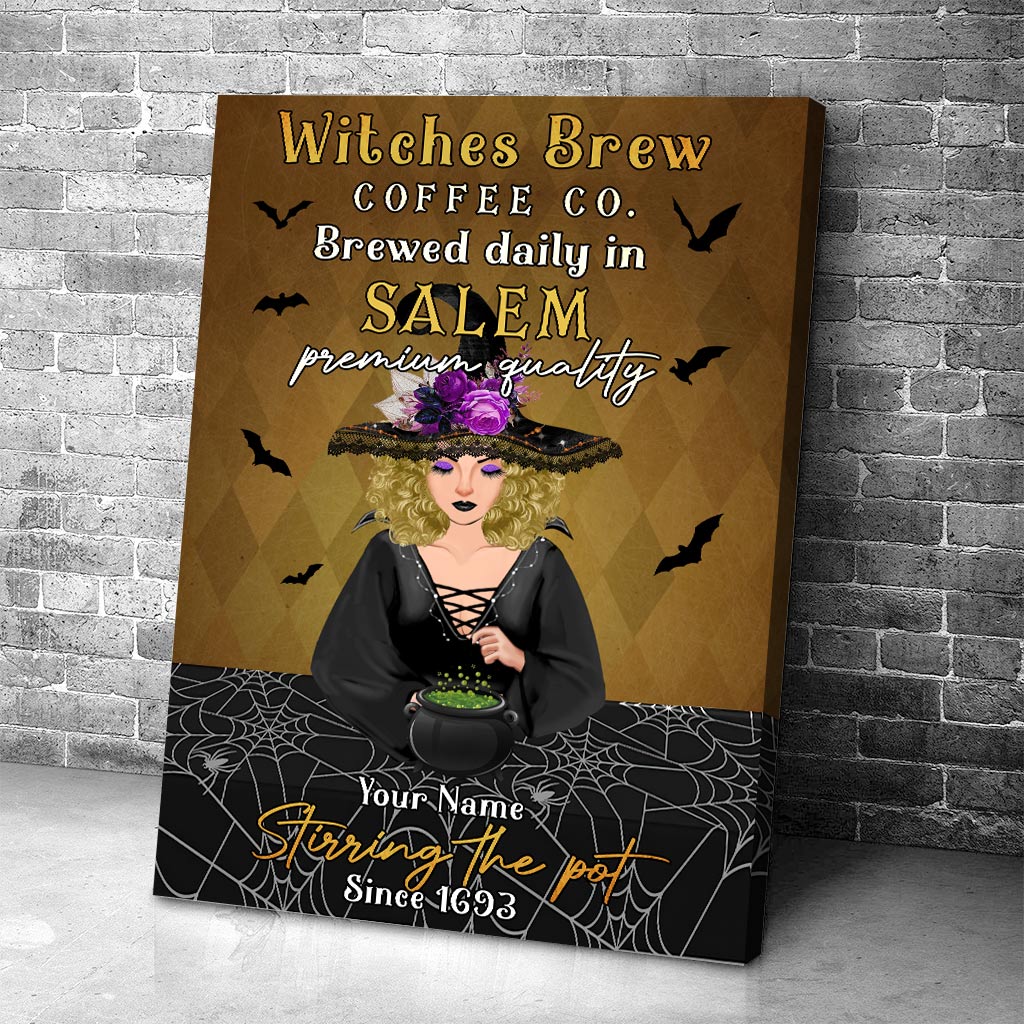 Witches Brew Coffee Co. - Personalized Halloween Witch Canvas And Poster