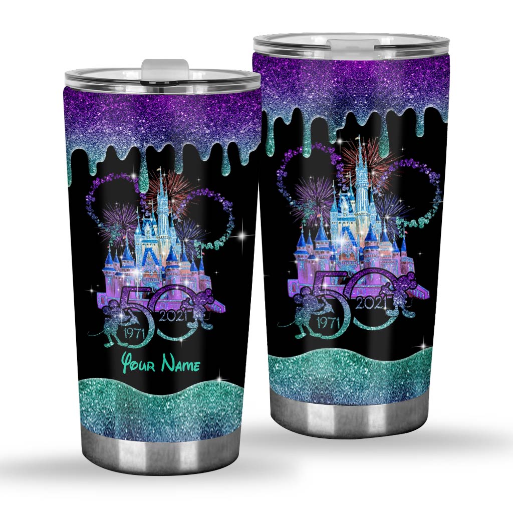50 Years Of Magic World -  Personalized Mouse Tumbler With Glitter Pattern Print