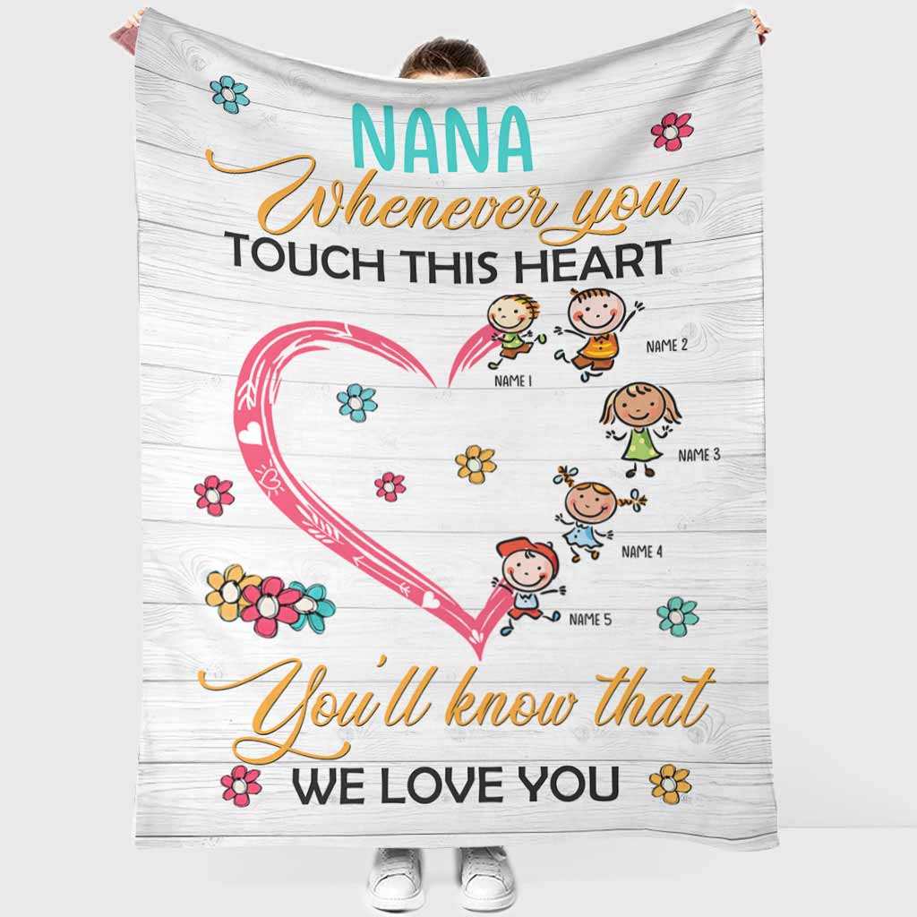 Whenever You Touch This Heart - Personalized Mother's Day Grandma Blanket
