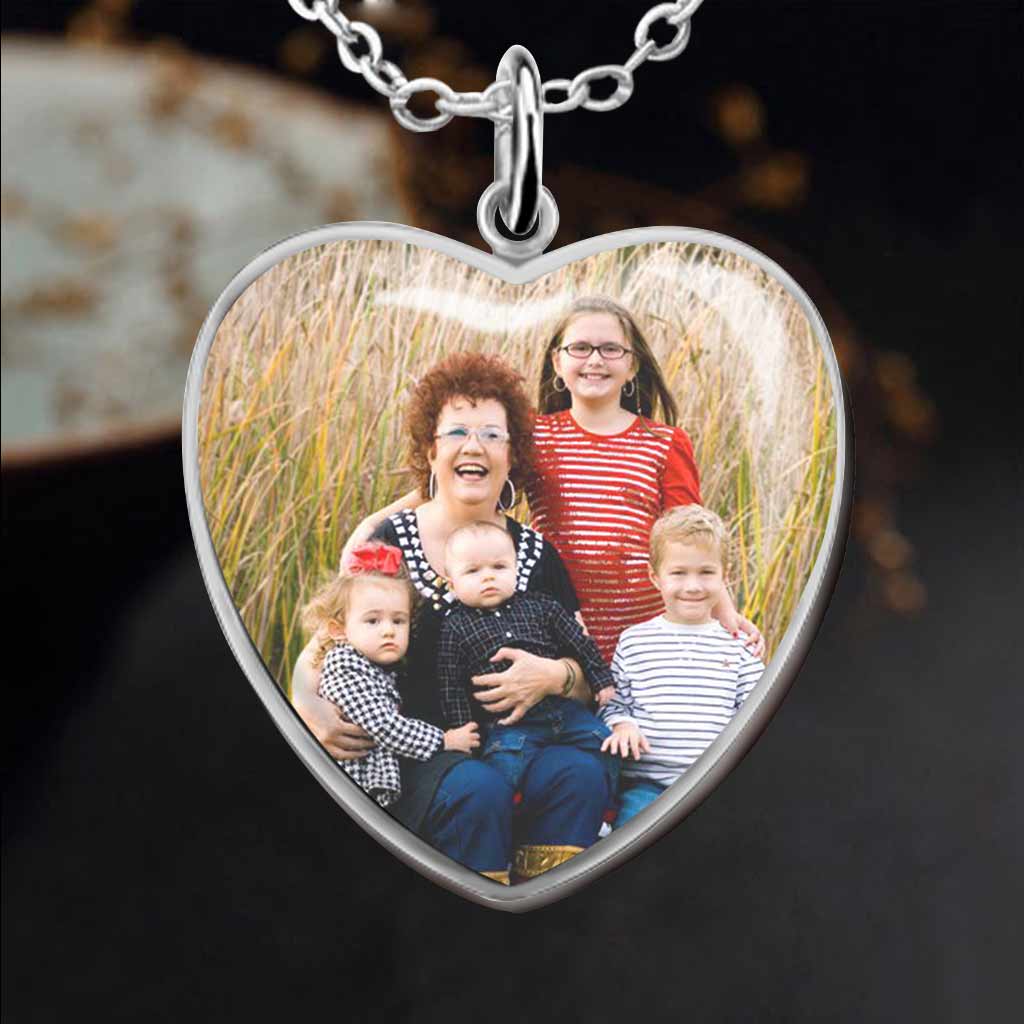 Whenever You Touch This Heart - Personalized Mother's Day Grandma Heart Pendant Necklace