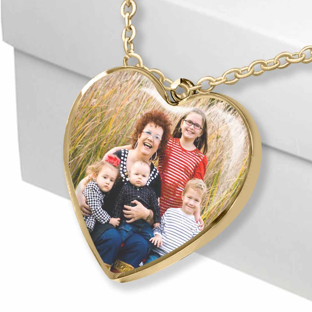 Whenever You Touch This Heart - Personalized Mother's Day Grandma Heart Pendant Necklace