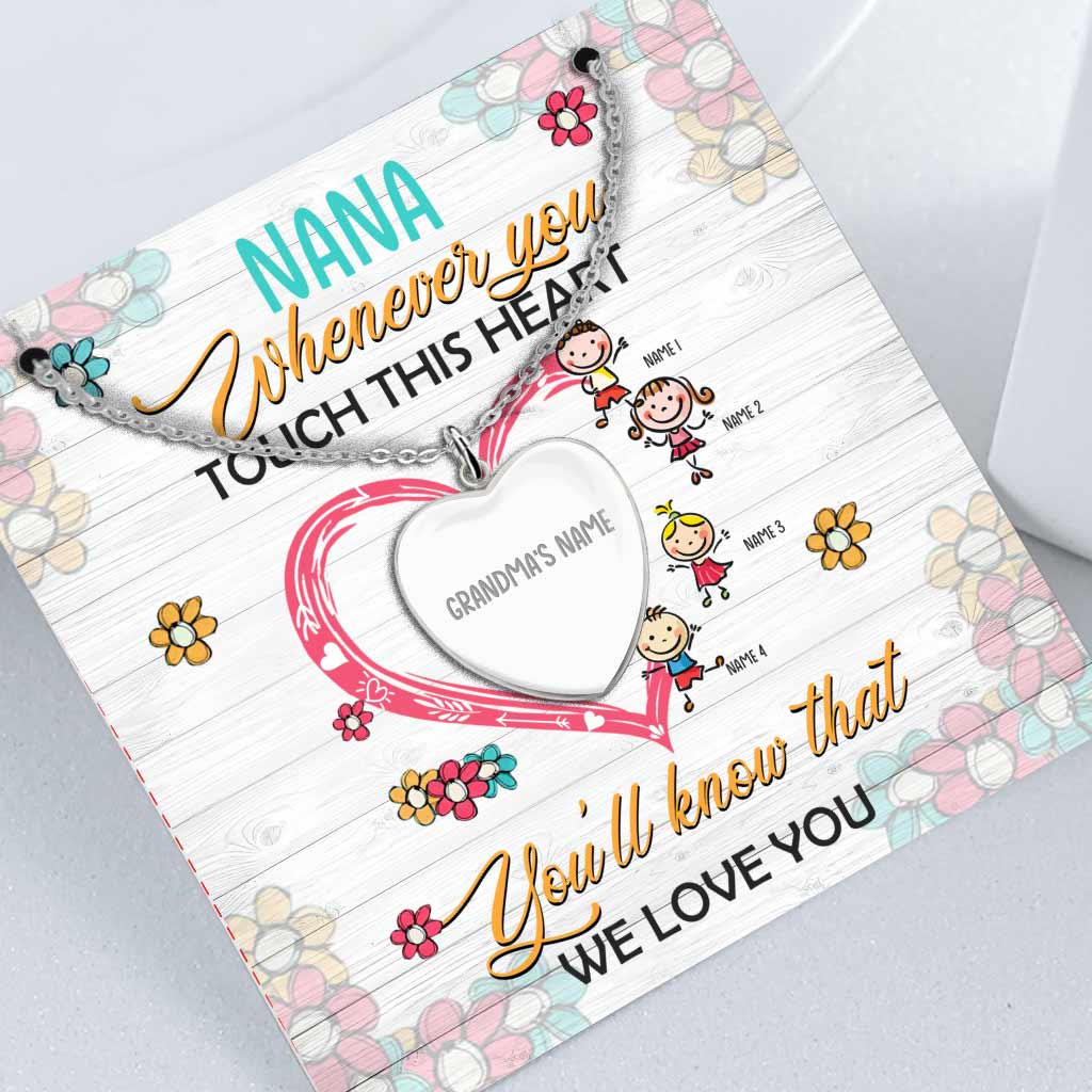Whenever You Touch This Heart - Personalized Mother's Day Grandma Heart Pendant Necklace
