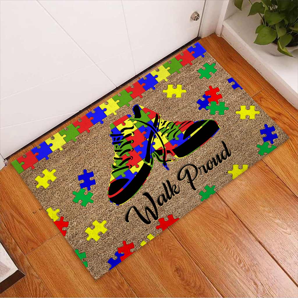 Walk Proud  - Autism Awareness Coir Pattern Print Doormat