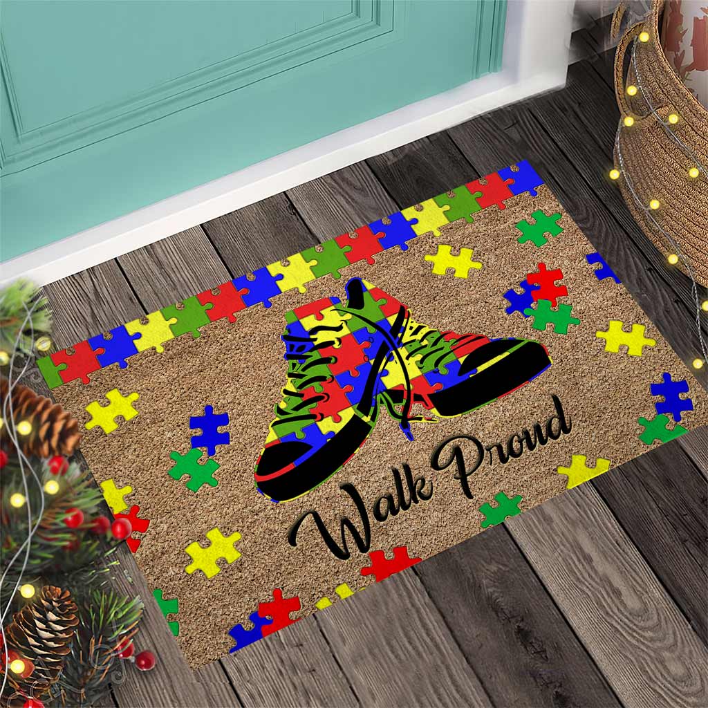 Walk Proud  - Autism Awareness Coir Pattern Print Doormat