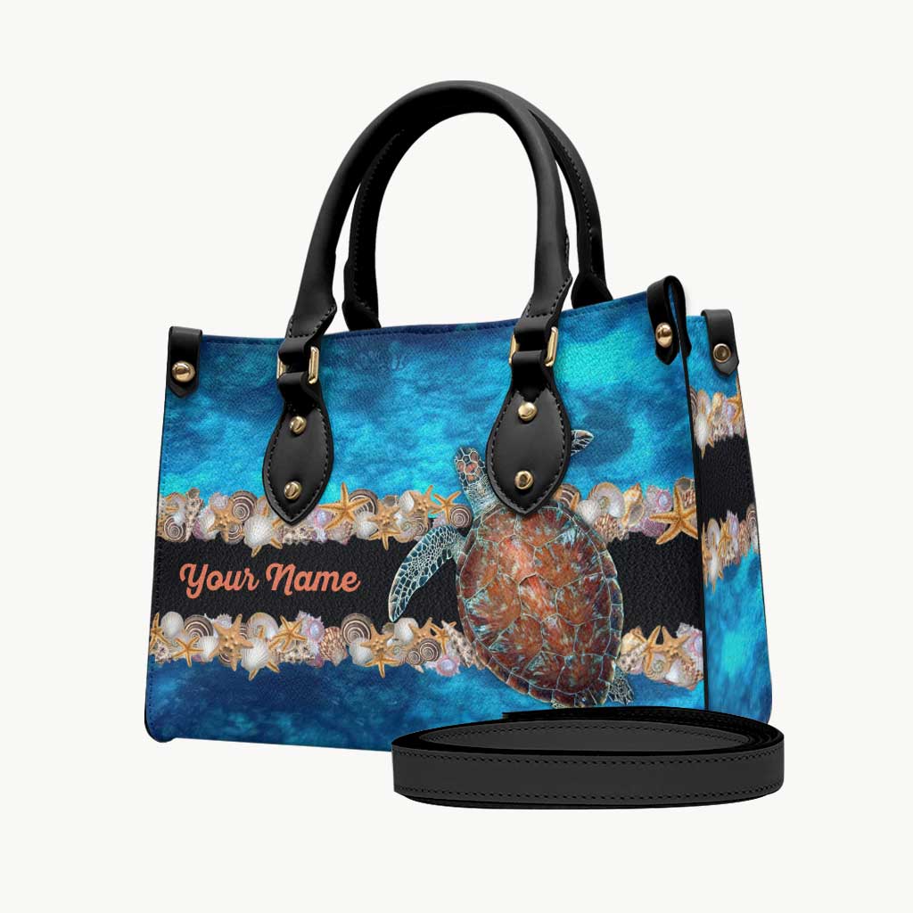 Salty Lil' Beach - Personalized Turtle Leather Handbag