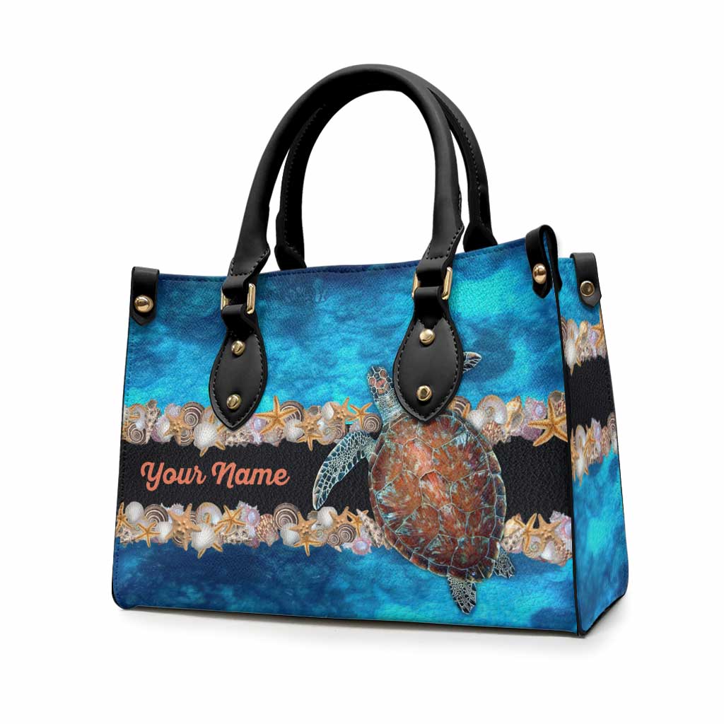 Salty Lil' Beach - Personalized Turtle Leather Handbag