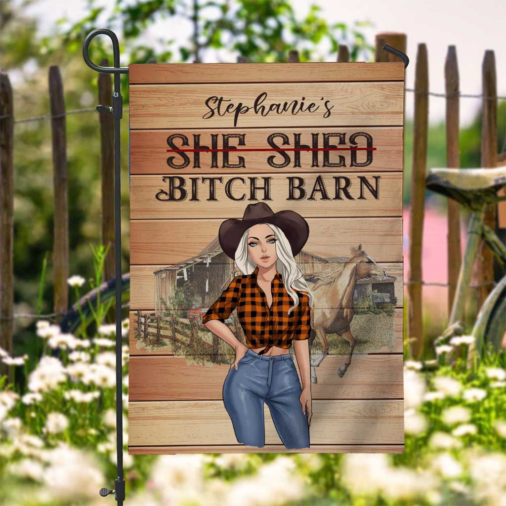 Horse Girl Barn - Personalized Garden Flag