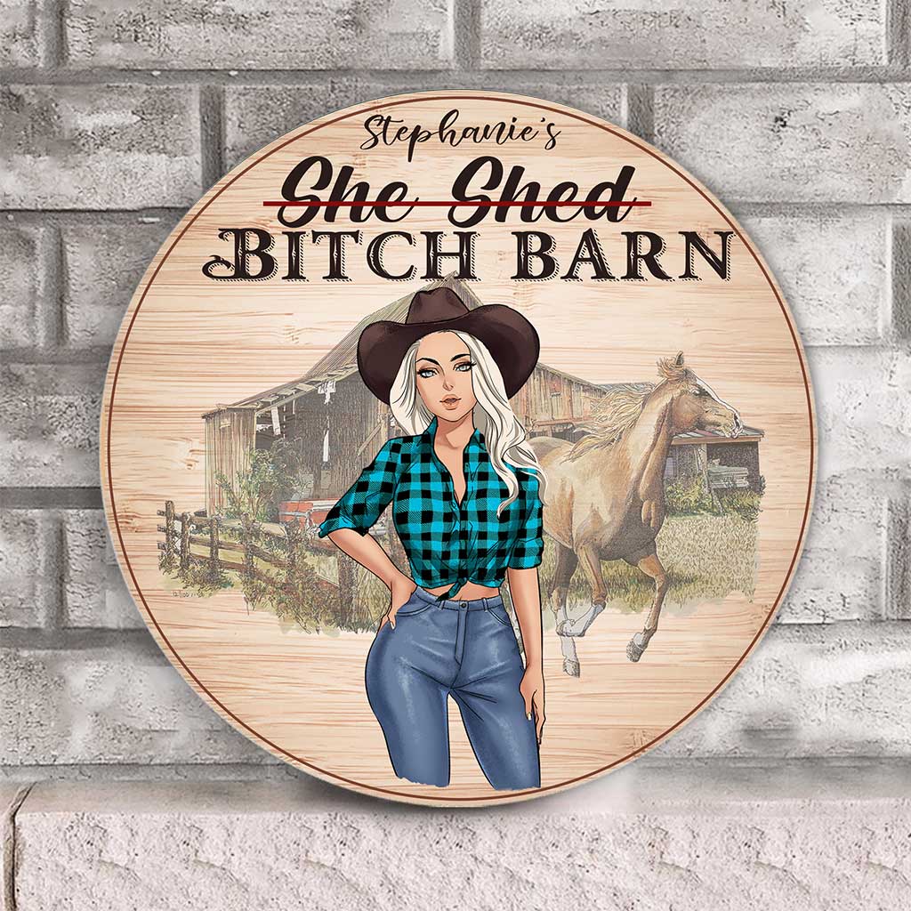 Horse Girl Barn - Personalized Round Wood Sign