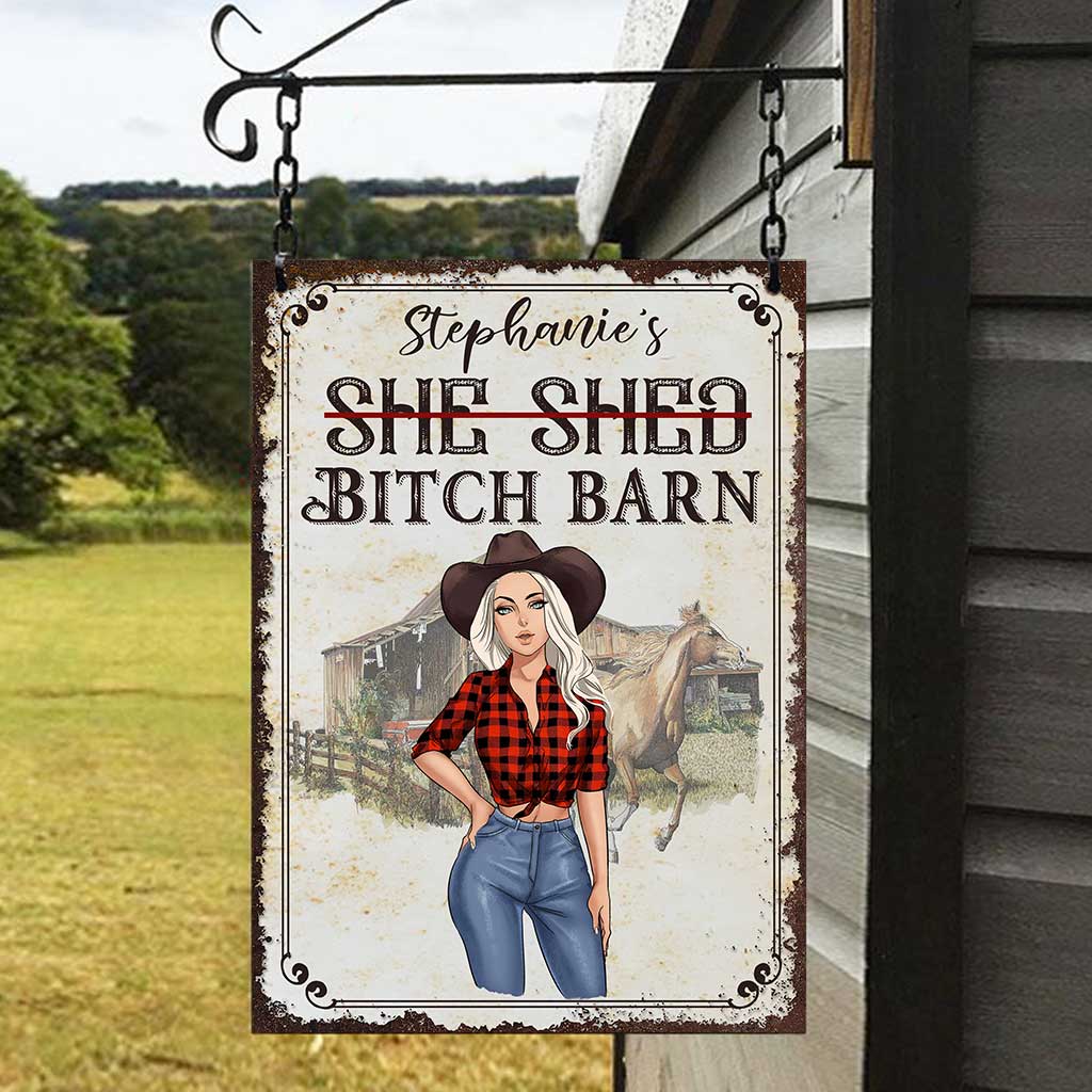 Horse Girl Barn - Personalized Horse Rectangle Metal Sign
