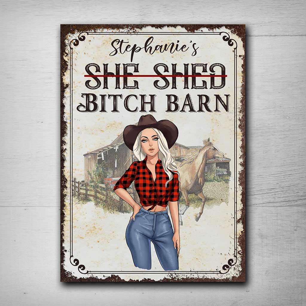 Horse Girl Barn - Personalized Horse Rectangle Metal Sign