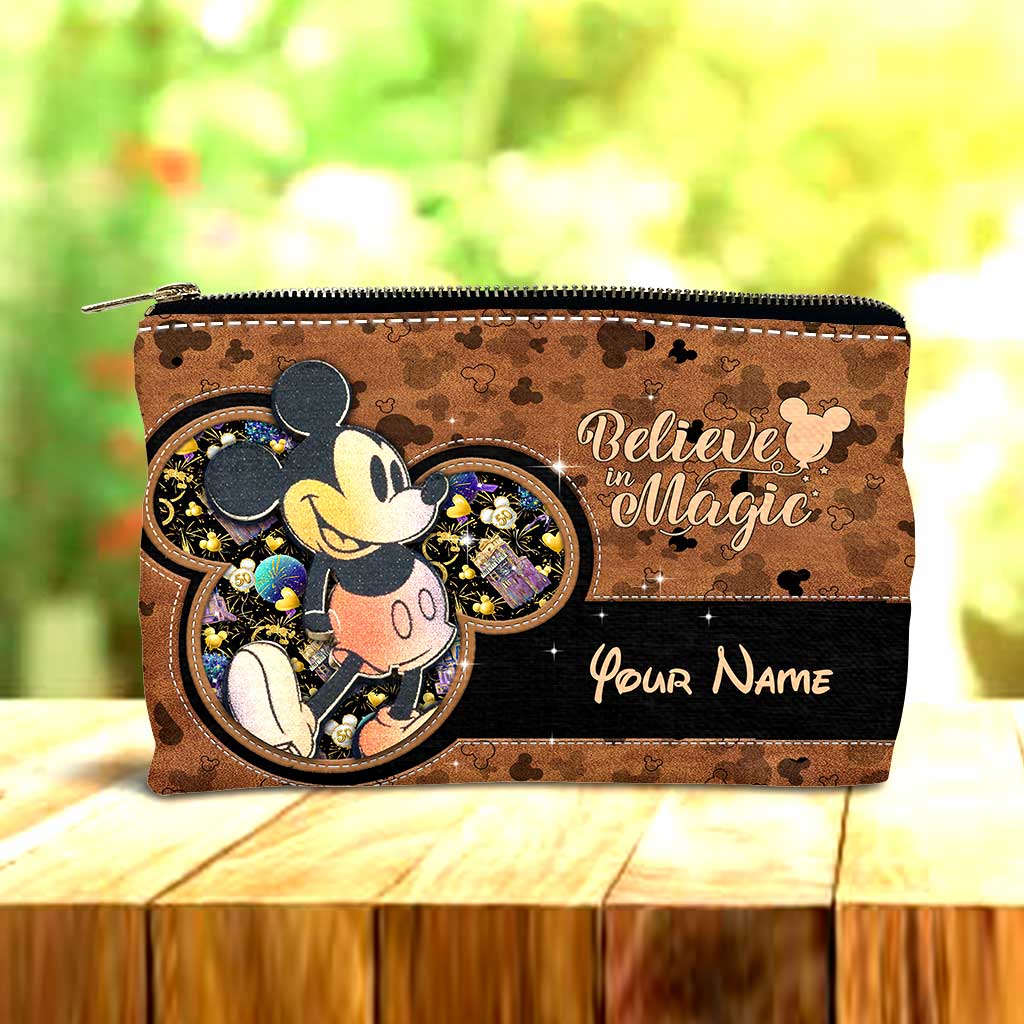 50 Years Of Magic Mouse Ears - Personalized Mouse Pouch With Leather Pattern Print