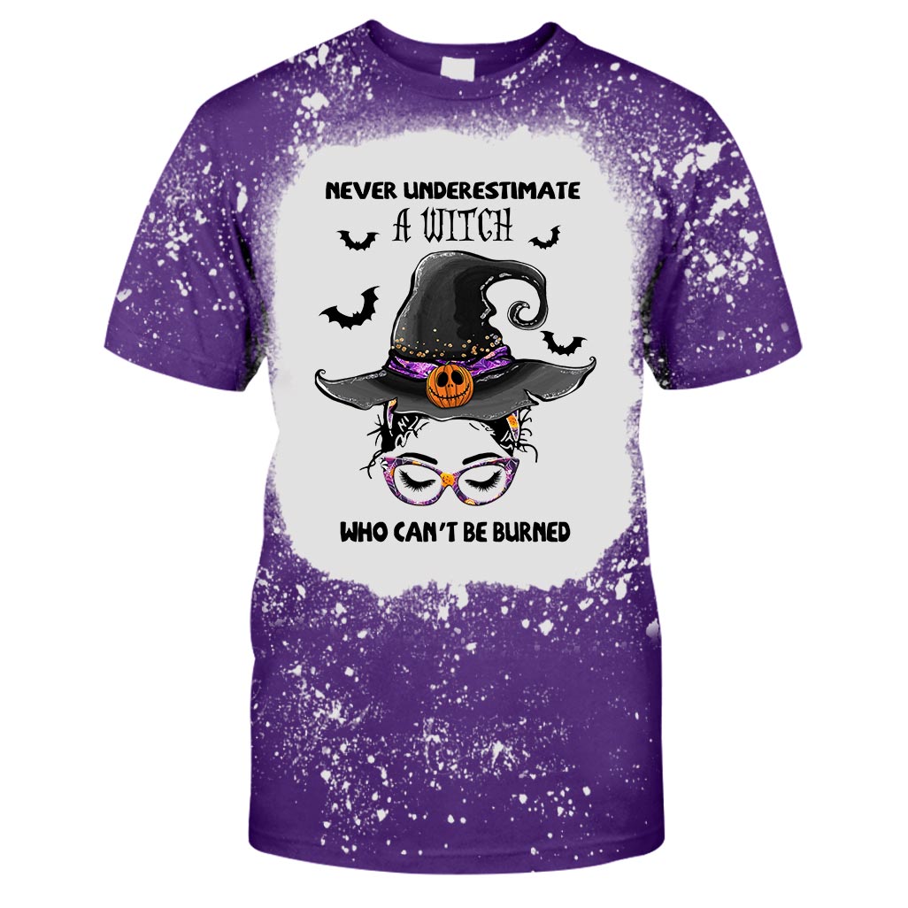 Never Underestimate A Witch Who Can't Be Burned - Handmade Bleached Shirts