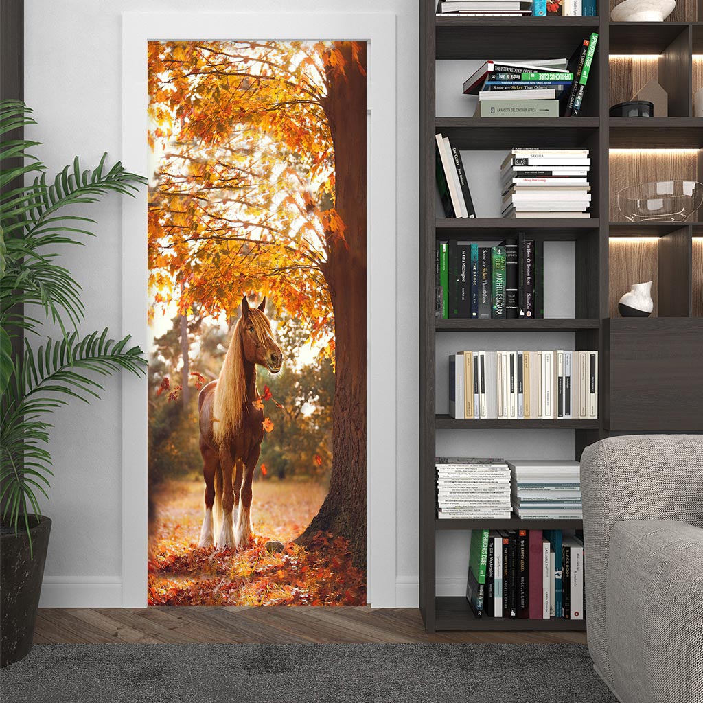 Horse And Fall - Fall Horse Door Sticker