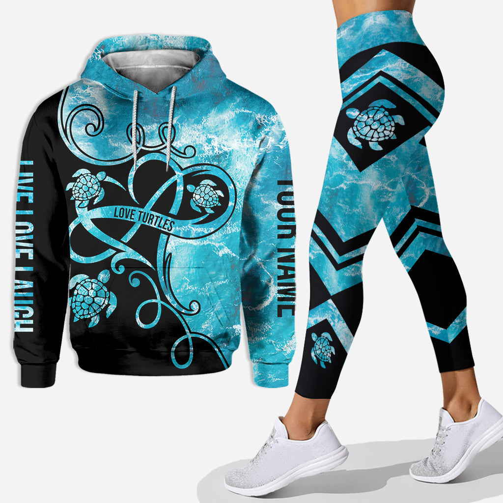 Live Love Laugh Sea Turtle - Personalized Turtle Hoodie And Leggings