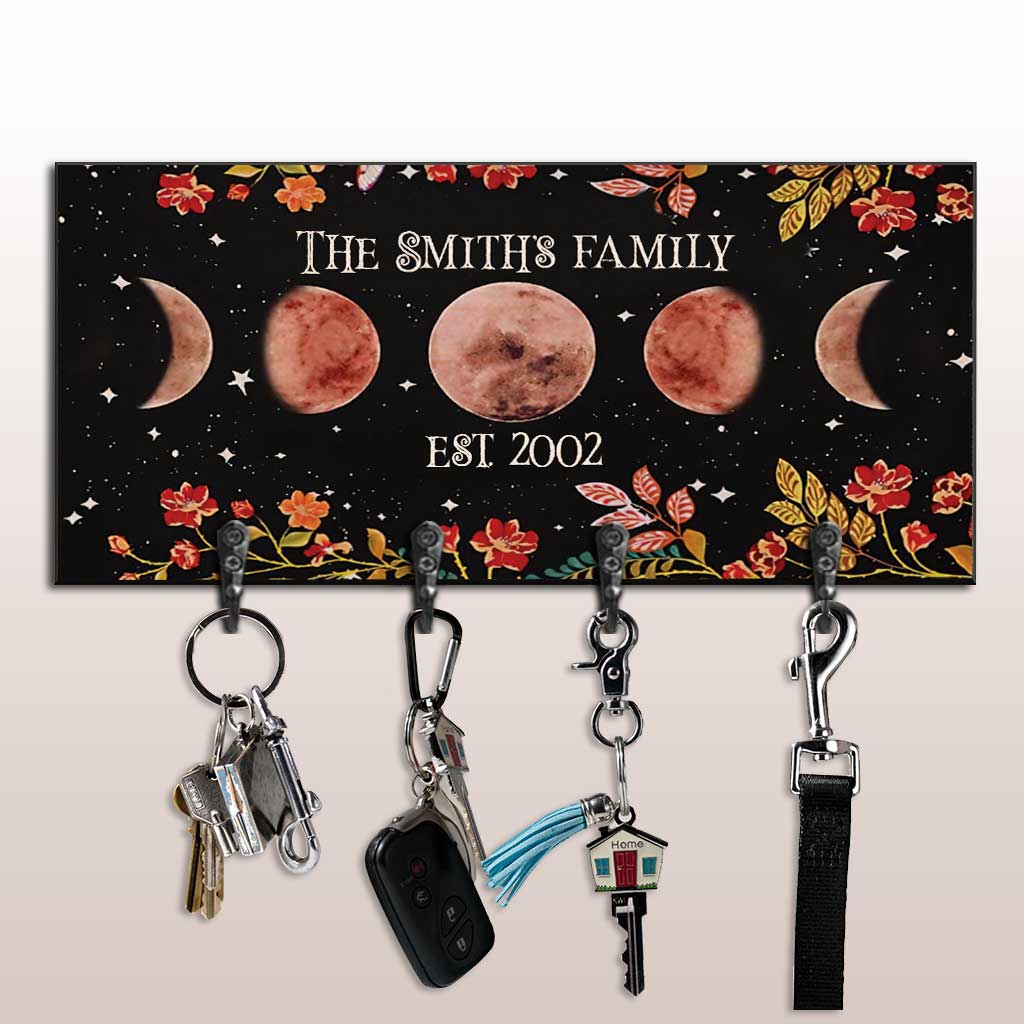 Moon Phase Floral - Personalized Witch Key Rack