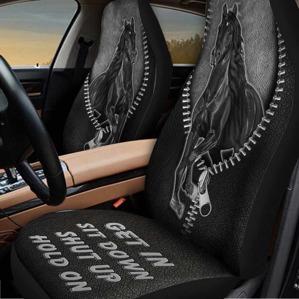 Love Horses - Seat Covers With Leather Pattern Print