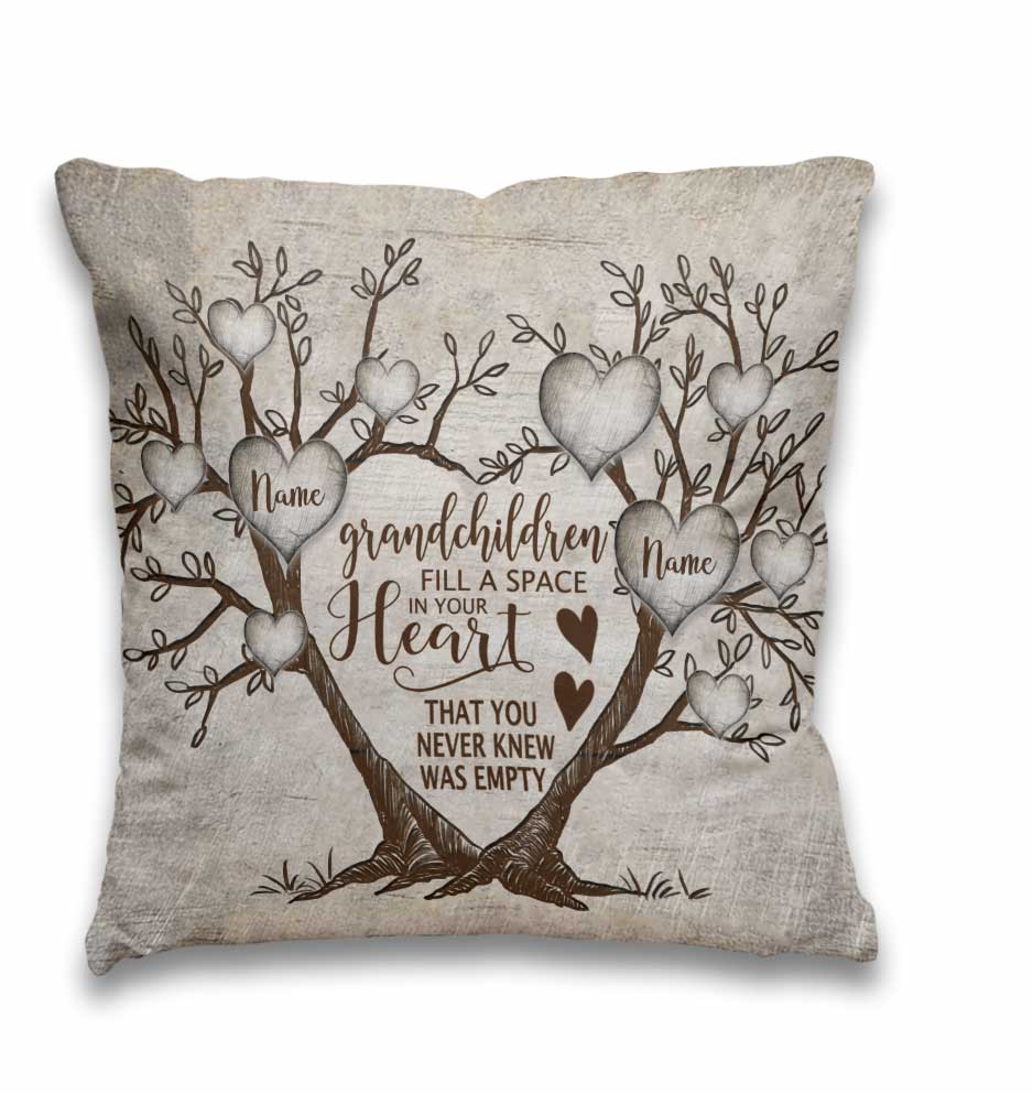 Mom Grandma Family Tree Heart - Personalized Throw Pillow