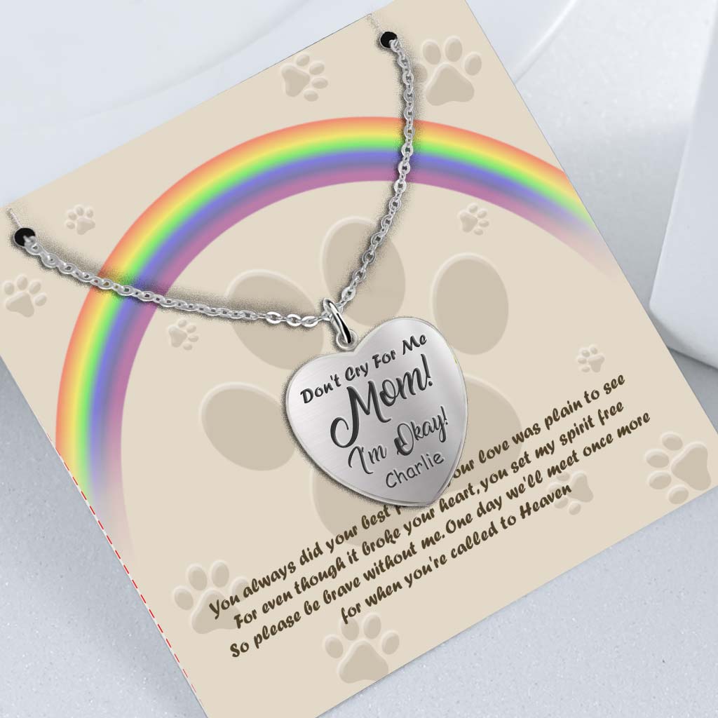 Don't Cry For Me Mom - Personalized Mother's Day Cat Heart Pendant Necklace