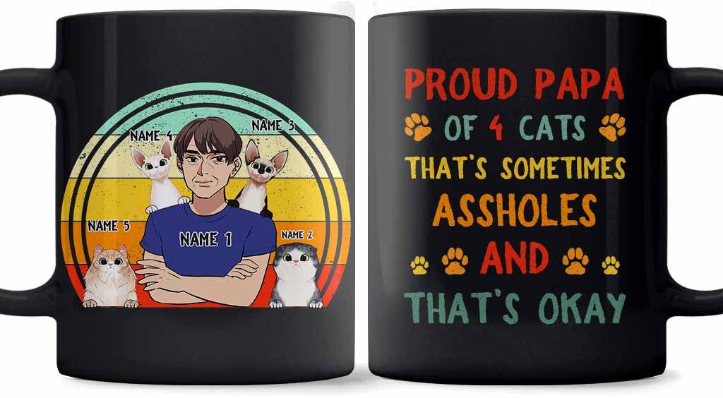 Pround Papa Of A Cat - Personalized Father's Day Mug