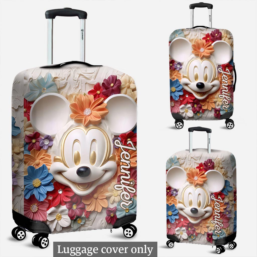 3D Effect Floral - Personalized Mouse Luggage Cover