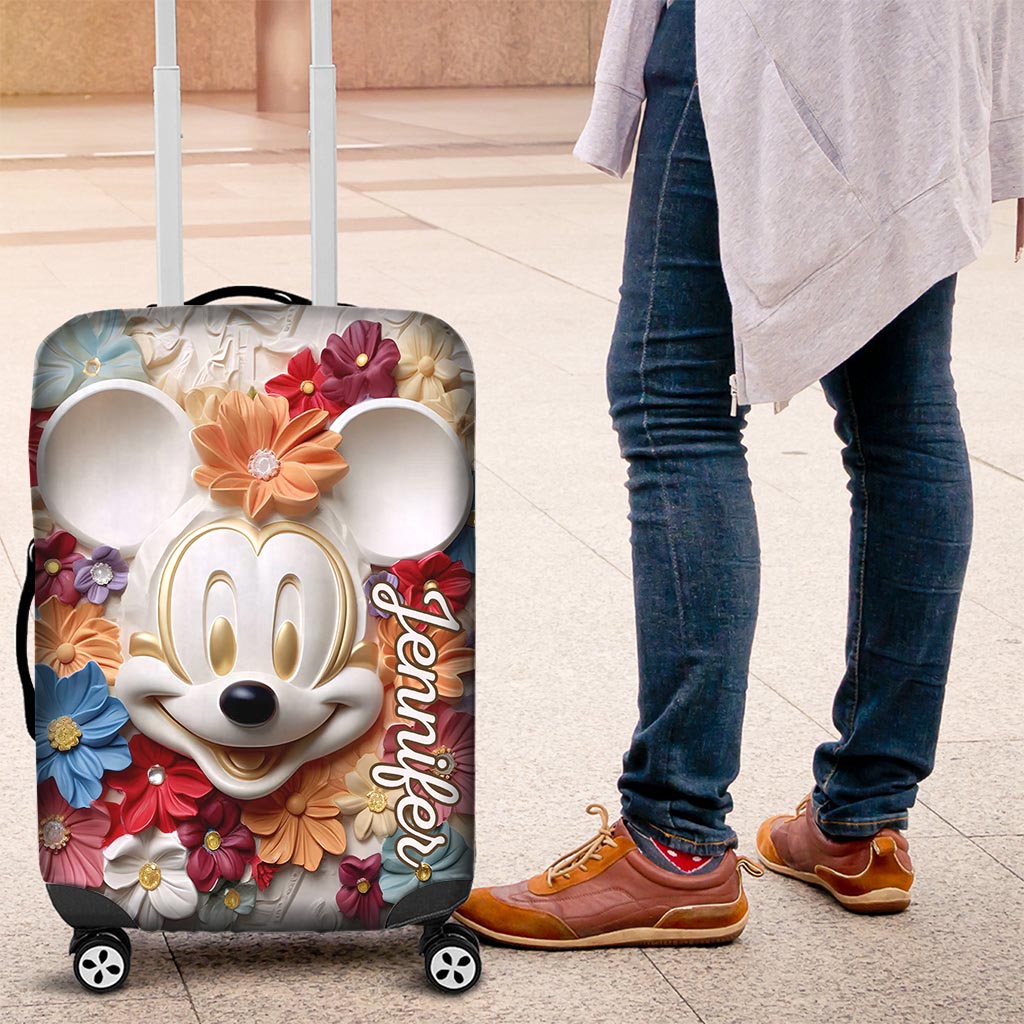 3D Effect Floral - Personalized Mouse Luggage Cover