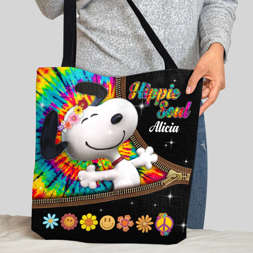 Hippie Soul White Dog - Personalized Hippie Tote Bag