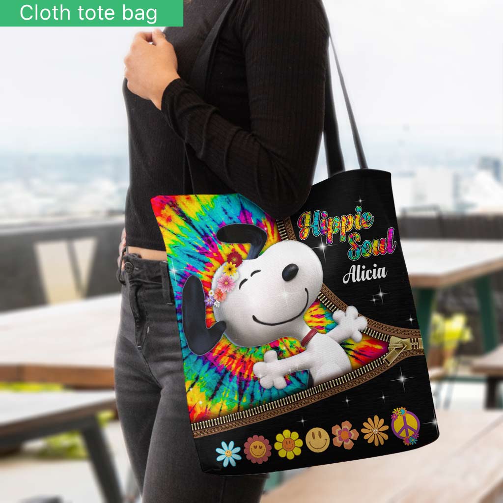 Hippie Soul White Dog - Personalized Hippie Tote Bag