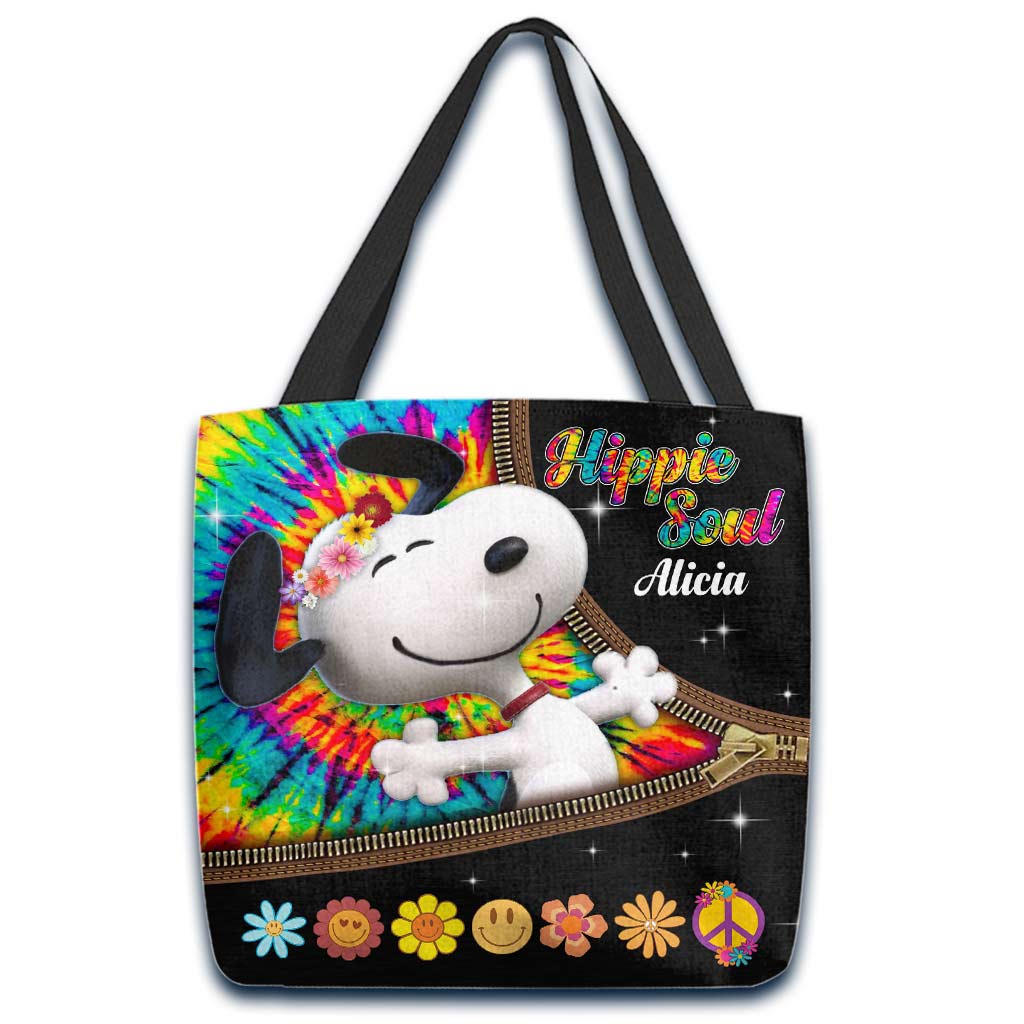 Hippie Soul White Dog - Personalized Hippie Tote Bag