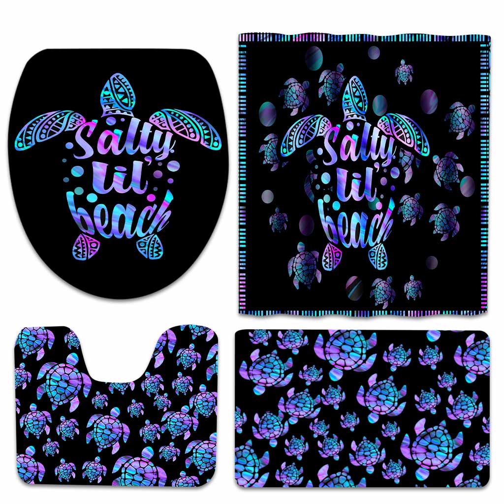 Salty Lil Beach - Turtle Bathroom Curtain & Mats Set