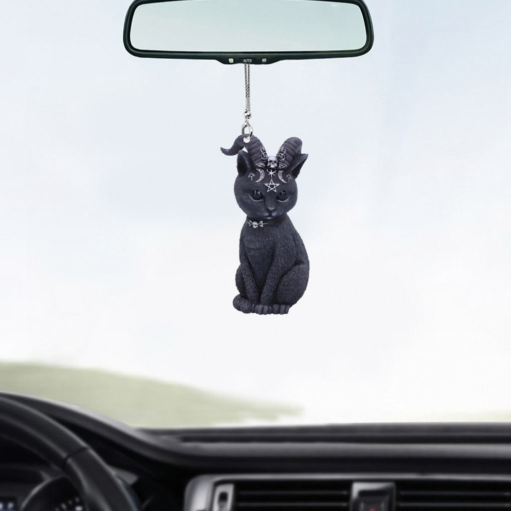 Cult Cuties Black Cat Witch Halloween - Witch Car Ornament (Printed On Both Sides)