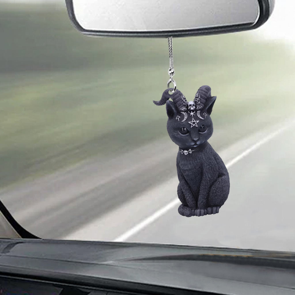 Cult Cuties Black Cat Witch Halloween - Witch Car Ornament (Printed On Both Sides)