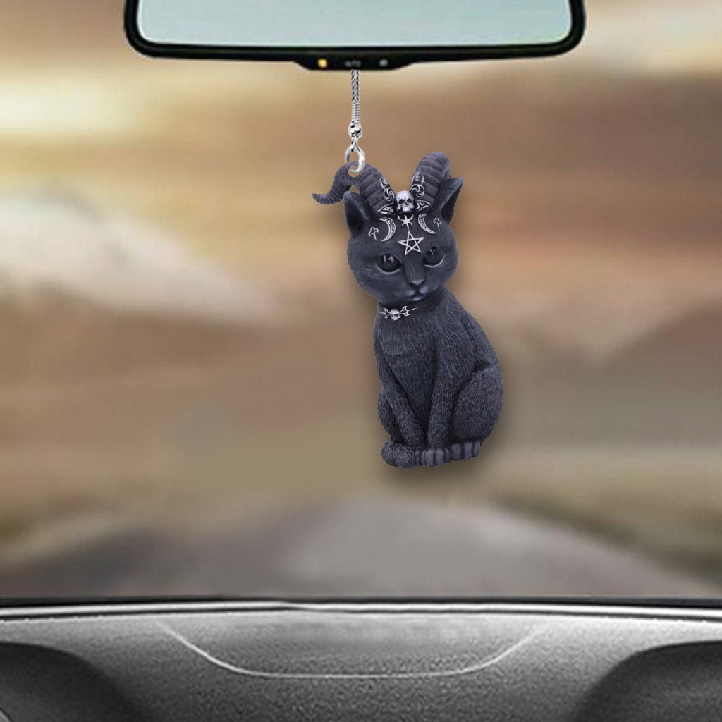 Cult Cuties Black Cat Witch Halloween - Witch Car Ornament (Printed On Both Sides)