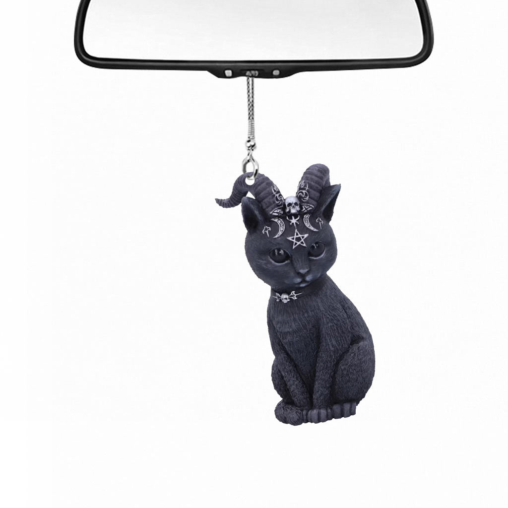 Cult Cuties Black Cat Witch Halloween - Witch Car Ornament (Printed On Both Sides)