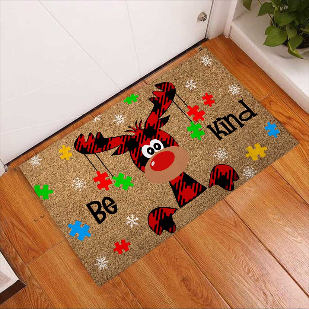 Be Kind - Autism Awareness Coir Pattern Print Doormat