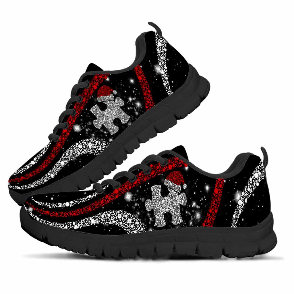 Puzzle Christmas Hat - Autism Awareness Sneakers With 3D Pattern Print