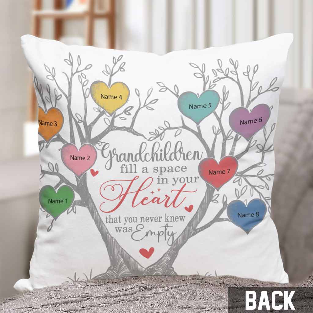 Mom Grandma Family Tree Heart - Personalized Throw Pillow