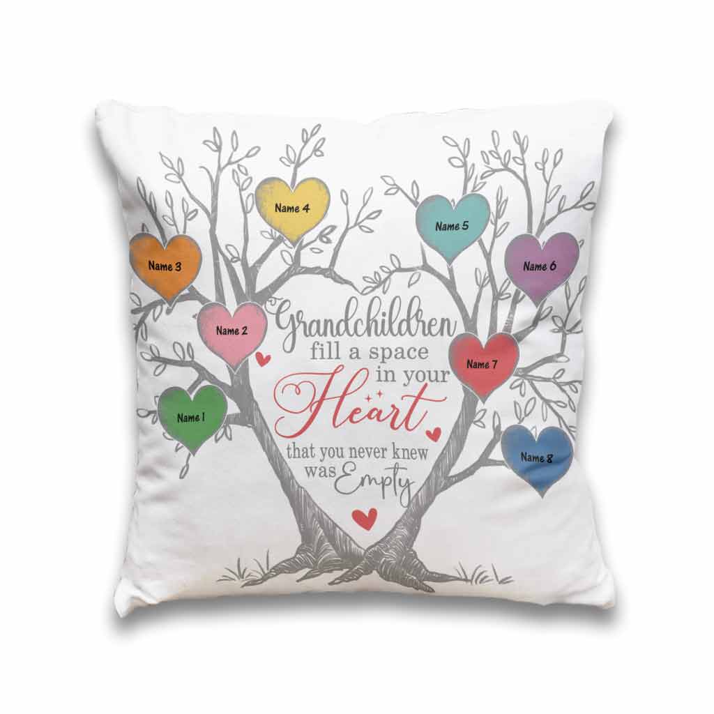 Mom Grandma Family Tree Heart - Personalized Throw Pillow