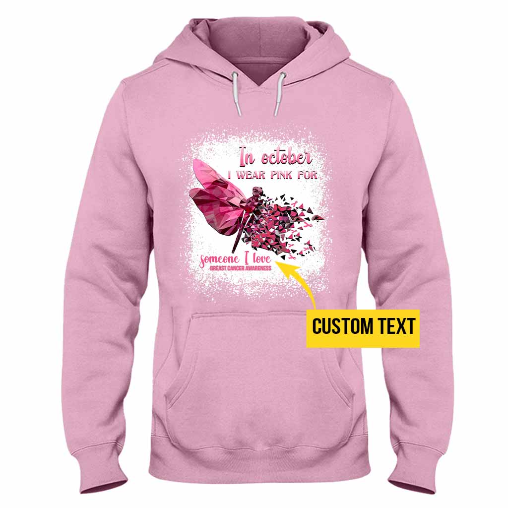 In October I Wear Pink Dragonfly Polygonal - Breast Cancer Awareness Personalized T-shirt And Hoodie