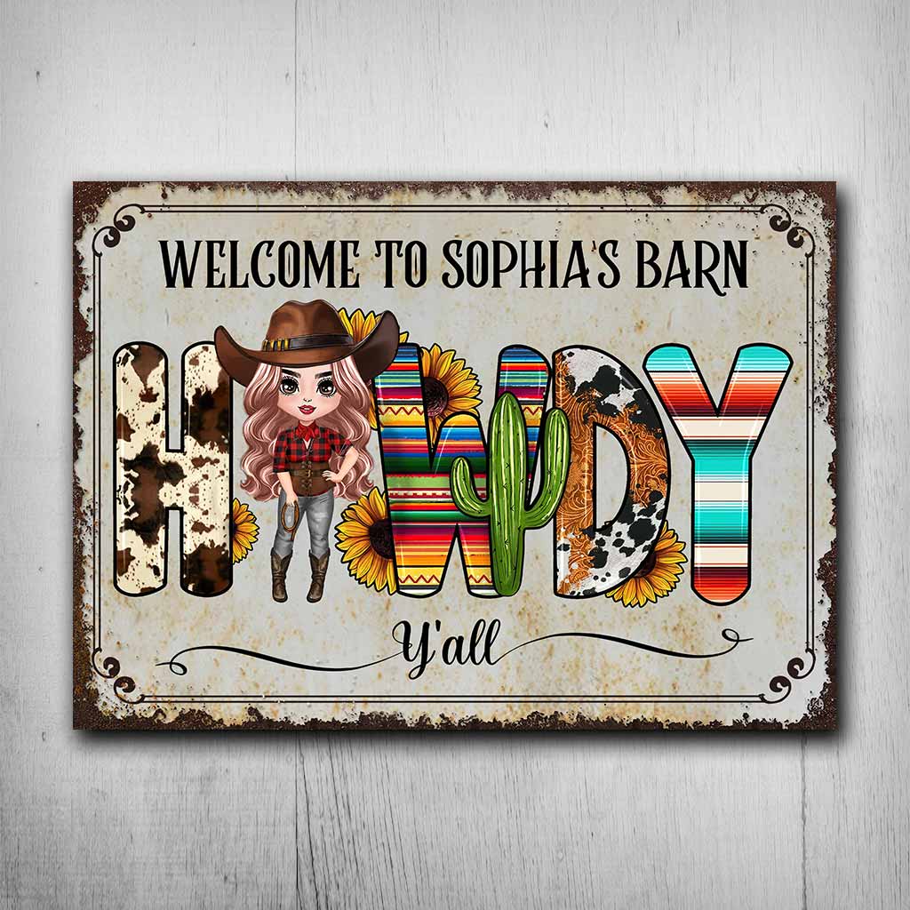 Howdy - Personalized Horse Rectangle Metal Sign