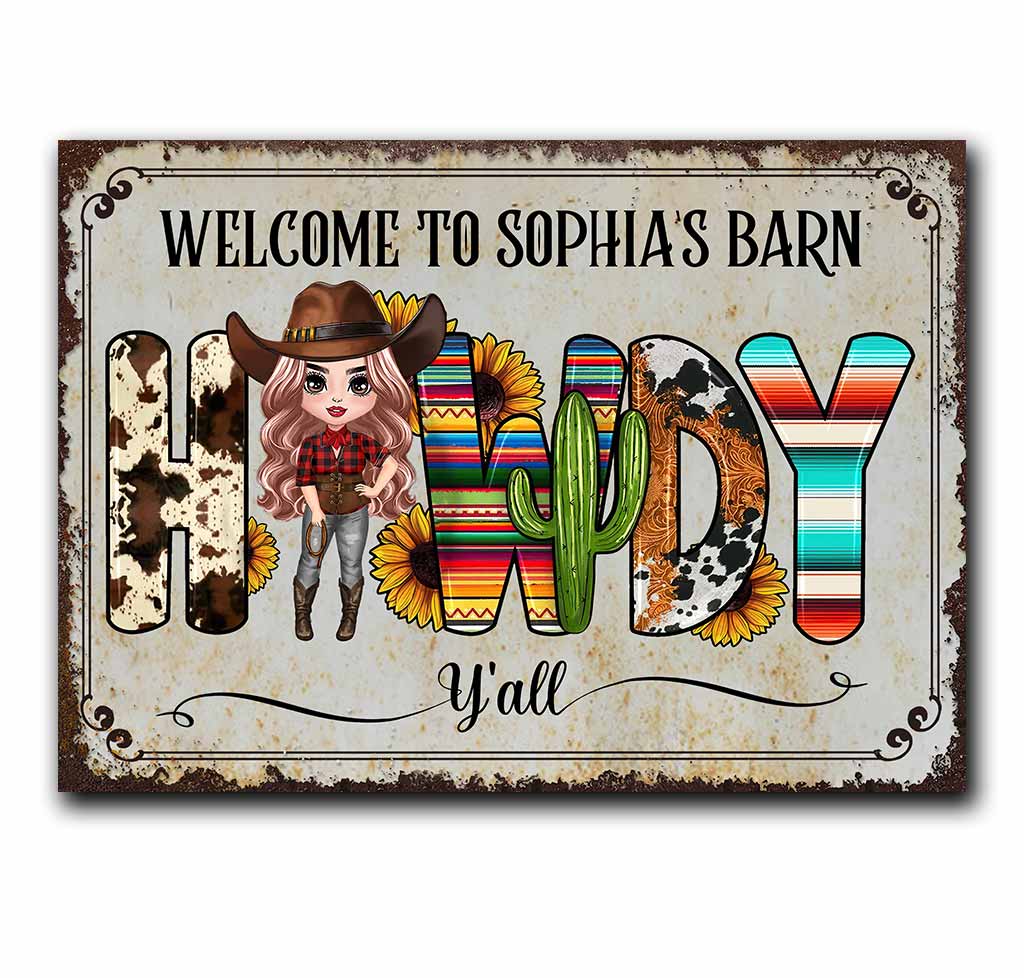 Howdy - Personalized Horse Rectangle Metal Sign